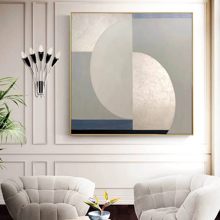 Hallway Room Geometric Silver Abstract Canvas Artwork W043S wall art